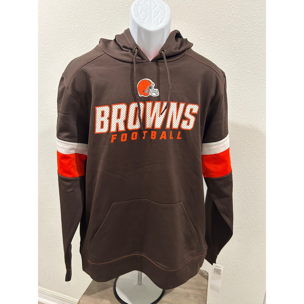 NFL Cleveland Browns Football Hoodie Mens L G Brown Orange White Team Apparel